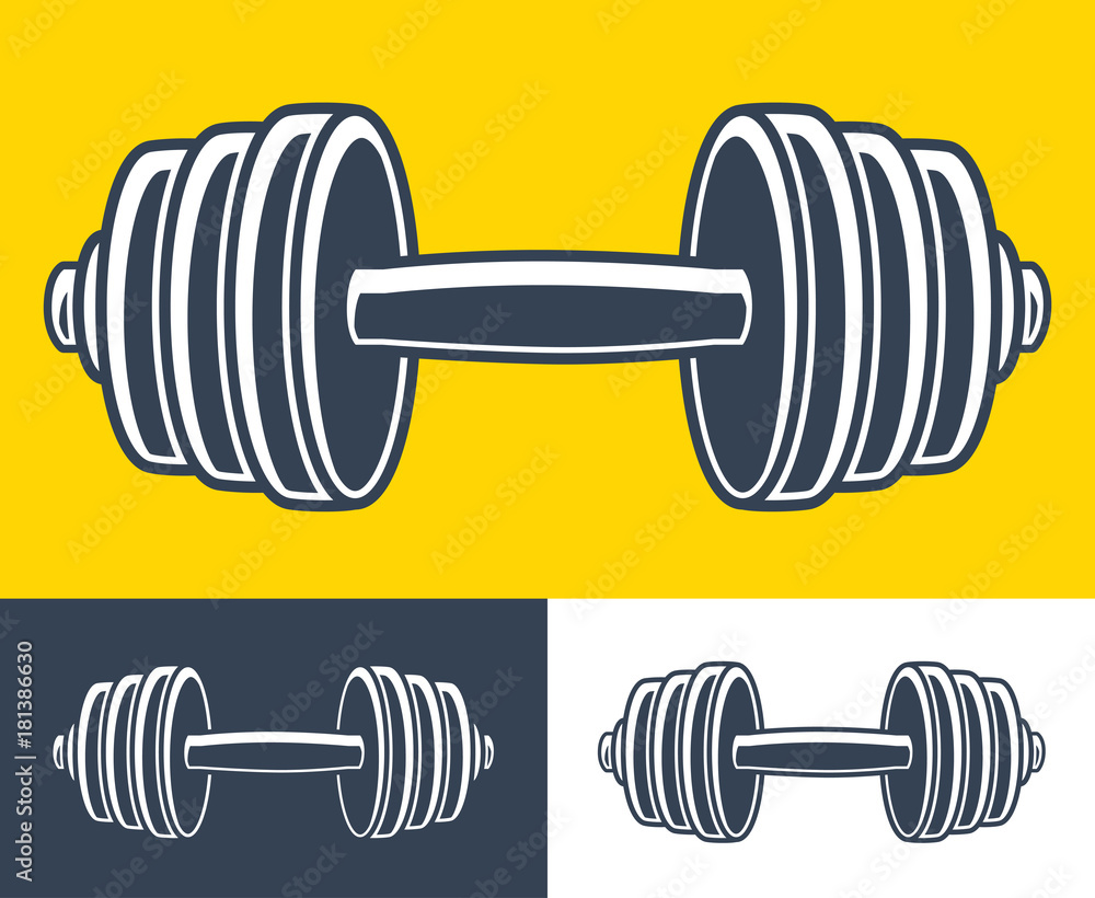 Dumbbell icons. Gym symbol. Dumbbell icons. Gym symbol.