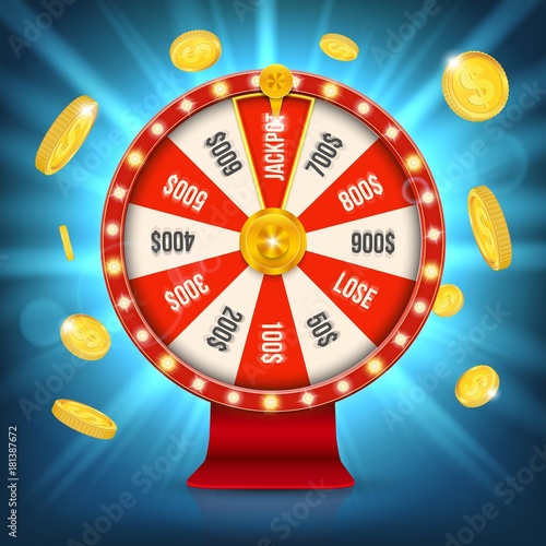 Creative vector illustration of 3d fortune spinning wheel. Lucky roulette win jackpot in casino art design. Abstract concept graphic gambling element