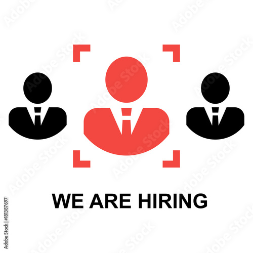 We are hiring the right candidate concept. Selection of good employees to work. Vector Illustration