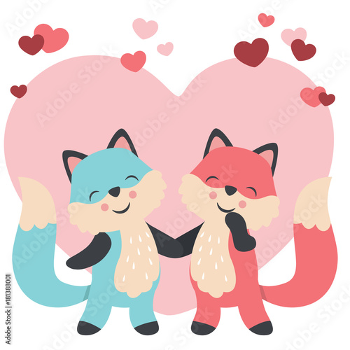 Valentines Day Foxes In Love Holding Hands