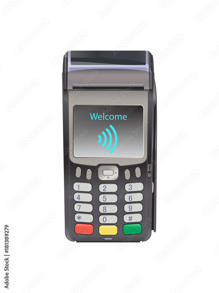 POS Terminal for Contactless payment with welcome wifi, communication technology. Near-field communication protocol. POS Terminal for Contactless payment with welcome wifi, communication technology. Near-field communication protocol.
