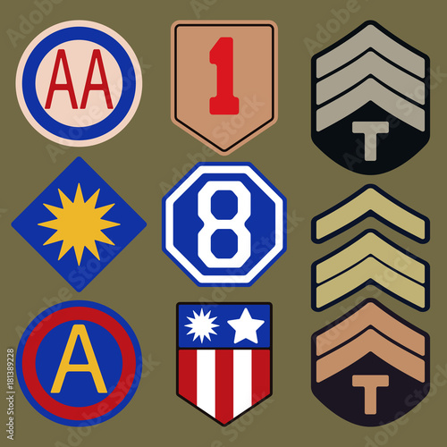 Army patche typography set