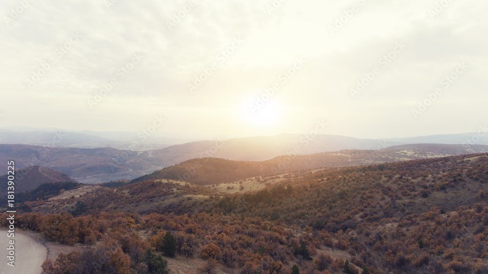 Fototapeta premium autumn forest aerial view kizilcahamam in Turkey 
