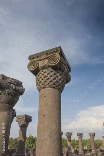 Ruins of Zvartnots (celestial angels) temple Armenia, Central Asia, photo