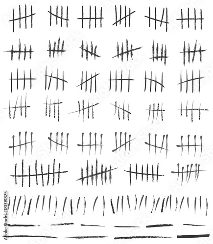 Creative vector illustration of counting waiting tally number marks isolated on background. Crossed out line art design. Abstract concept graphic element