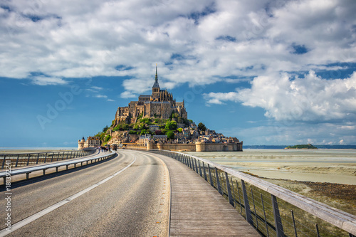 Beautiful Mont Saint Michel cathedral on the island, Normandy, Northern France, Europe