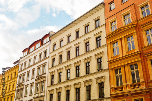 residential houses at berlin with orange facade