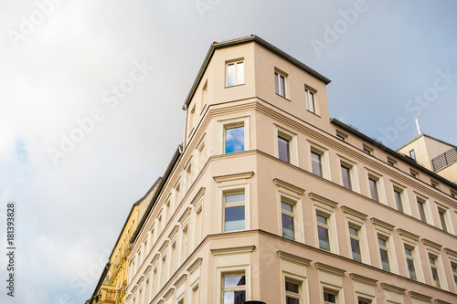 corner building in berlin with darken background