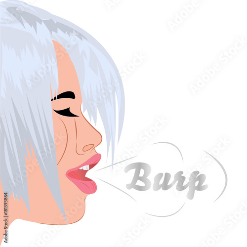 A burp from mouth of a beautiful girl