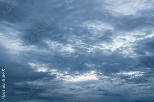 Cloudy sky with full of deep grey clouds in the evening