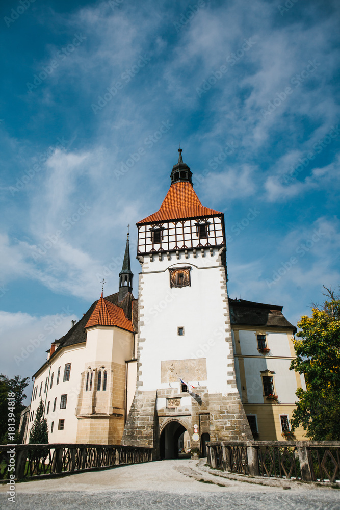Beautiful castle Blatna in the Czech Republic on sunny warm day.