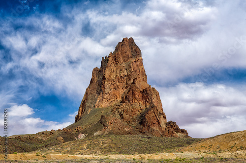 Rugged Rock Formation in Desert