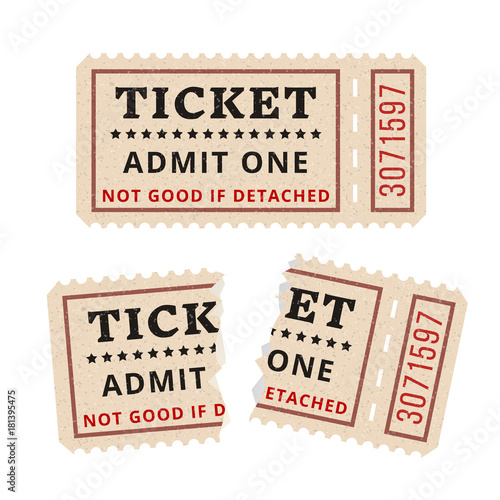 Ripped vintage paper ticket stub.