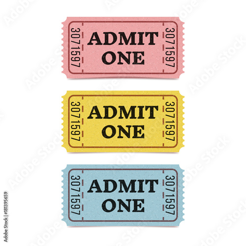 Movie tickets isolated on white background.