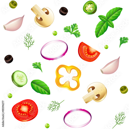 sliced vegetables seamless background isolated vector