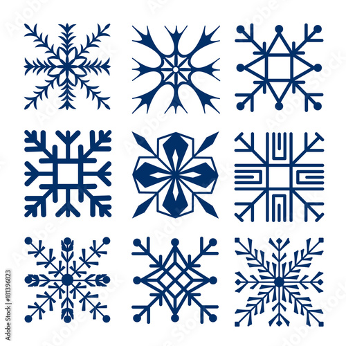 Set square snowflake. Flat icon. Vector