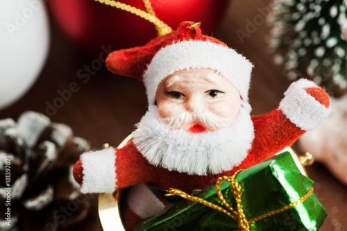 Set of different christmas decorations closeup shot