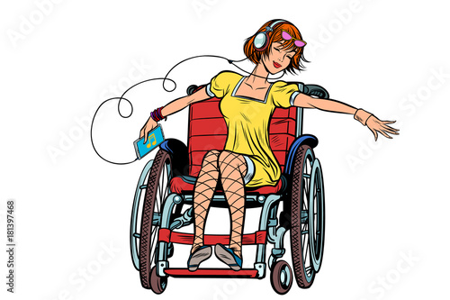Dancing girl in a wheelchair, audio and music