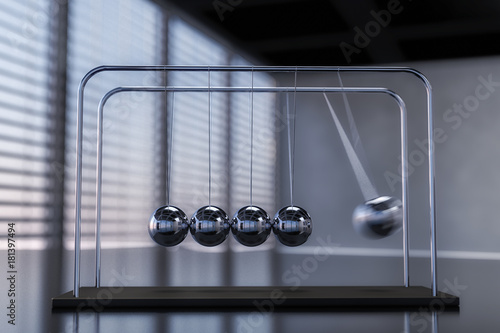 Newton's cradle pendulum (3d rendering)