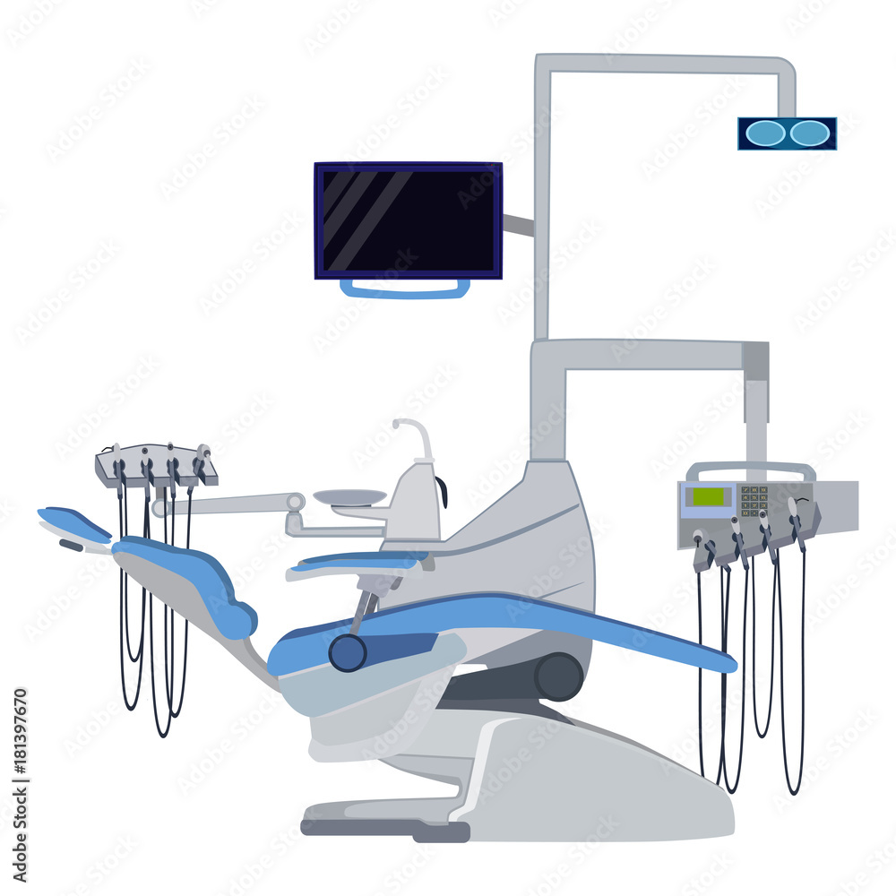 Medical dental equipment vector flat illustration