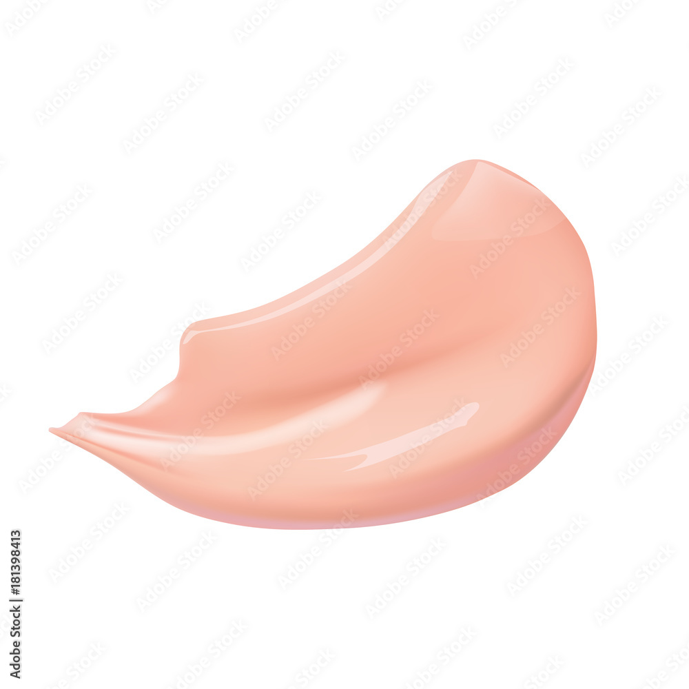 Cosmetic liquid foundation cream smudge smear strokes. Make up smear isolated on white background