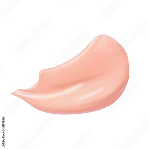 Cosmetic liquid foundation cream smudge smear strokes. Make up smear isolated on white background