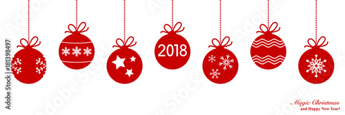Christmas winner border with christmas ball with Xmas decoration.