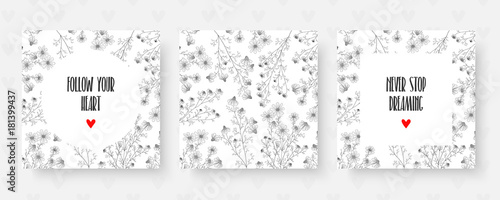 Floral card with camomile and inspirational quotes