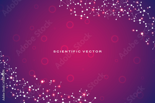 Wallpaper Mural Abstract molecule background, genetic and chemical compounds, connected lines with dots, medical, technological and scientific concept, vector illustration. Torontodigital.ca