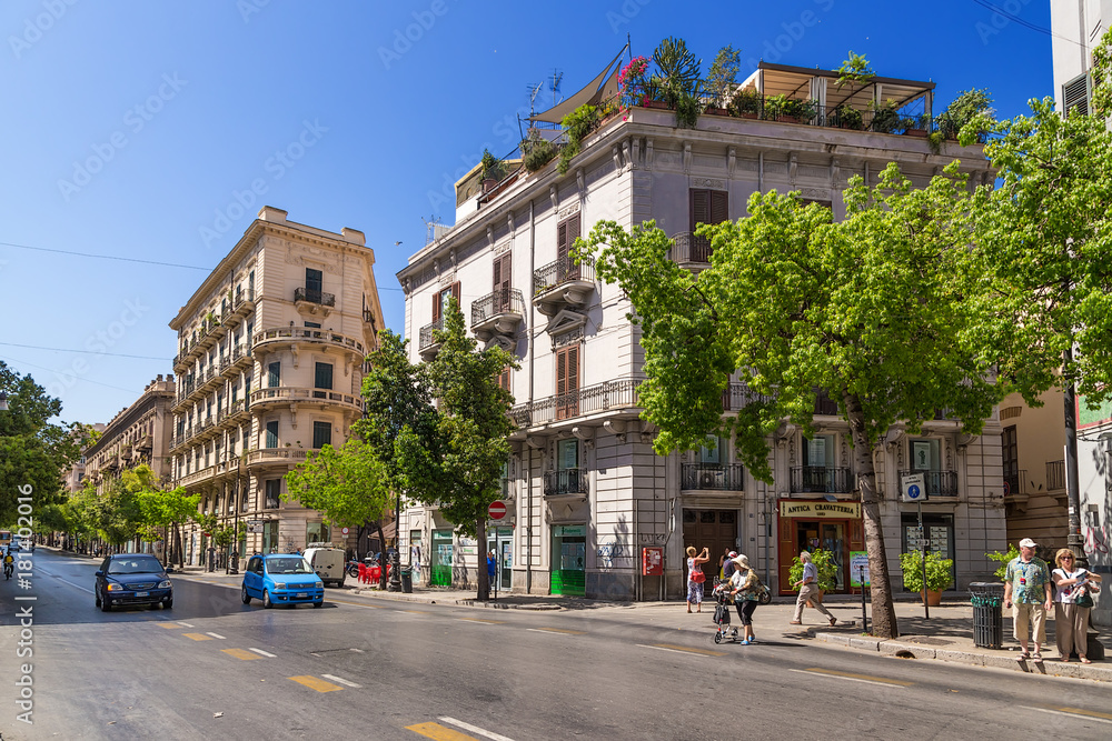Palermo, Italy. View of one of the streets of the city