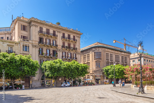 Palermo, Italy. View of one of the squares in the old town