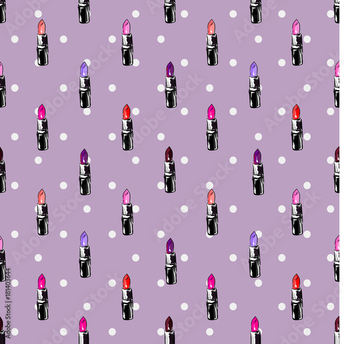 lipstic pattern on polka dots background