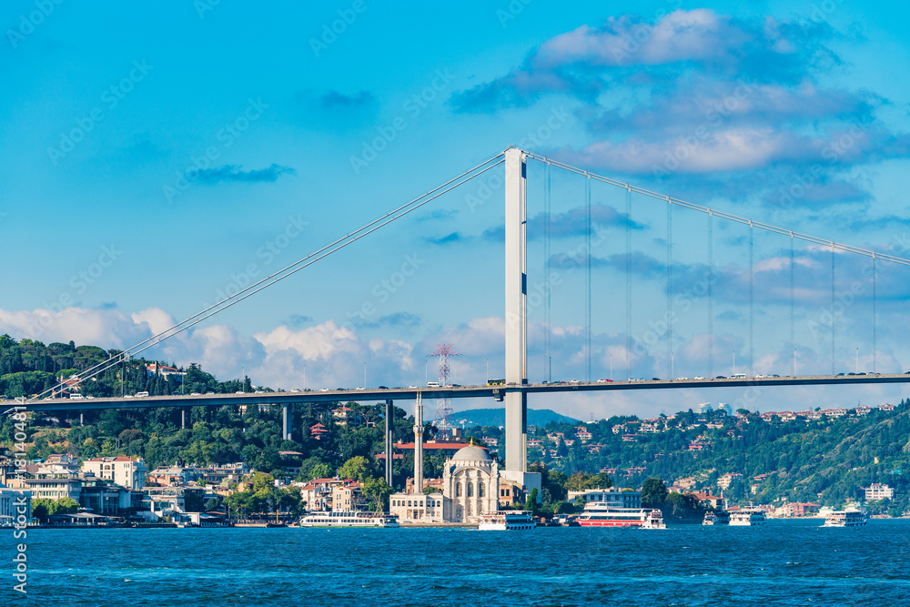 Istanbul Bosphorus and Bridge View. Bosporus bridge connecting Europe and Asia in Istanbul