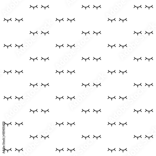 Seamless pattern with eyelashes. Closed eyes on white background. Cute design. Vector