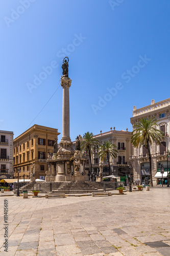 Palermo, Italy. Column of the Immaculate virgin (1728) in Piazza San Domenico