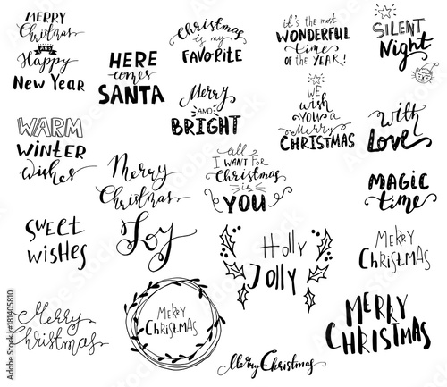 Set of Christmas lettering handwritten