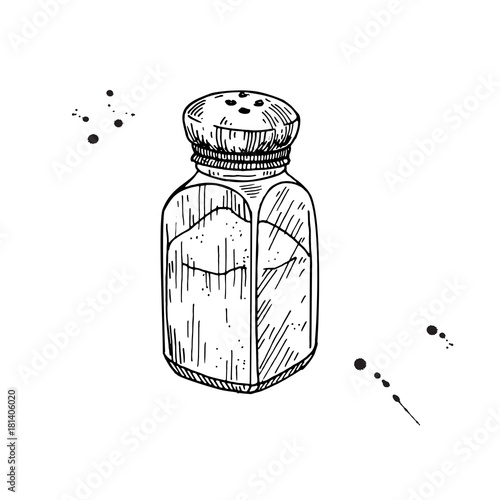 Salt shaker. Baking and cooking ingredient. Salt mill 