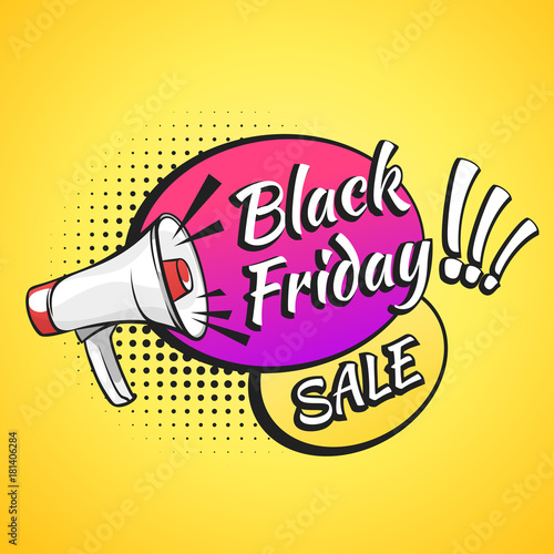 black friday banner with loudspeaker