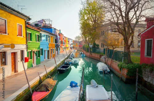 Obraz Kolorowi domy w Burano, Wenecja, Włochy