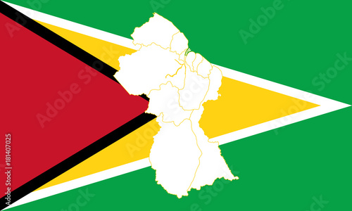 Map and flag of Guyana photo