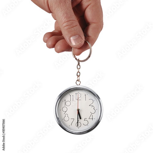 Die Zeit läuft - Hand mit Uhr - isoliert