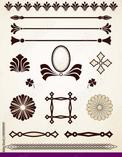 Design elements, dividers, borders, patterns and decorations
