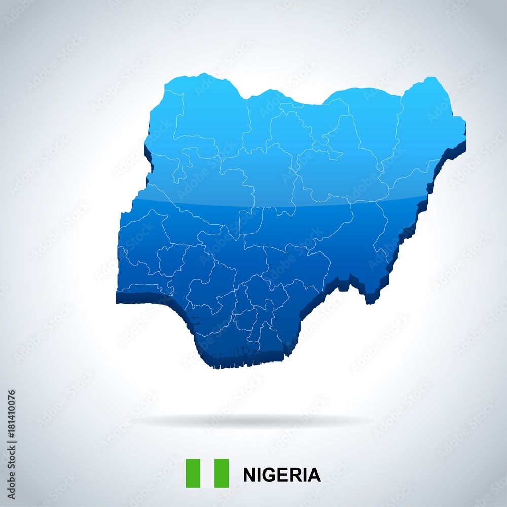 Nigeria - map and flag - Detailed Vector Illustration