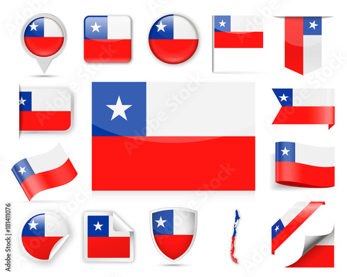 Chile Flag Vector Set