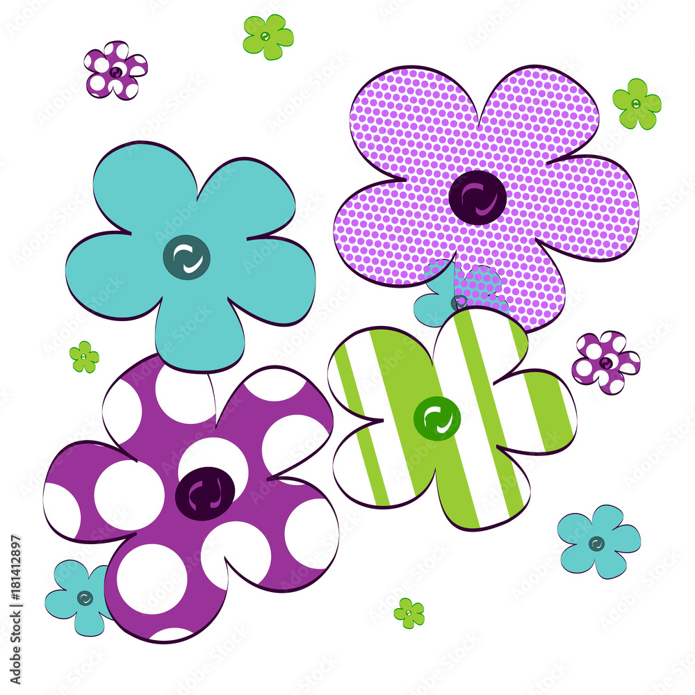 Patrón con varias flores abstractas como recurso gráfico Stock Vector |  Adobe Stock