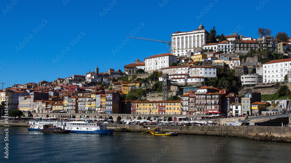 Ribeiro embankment on the Douro river, Porto, Portugal.