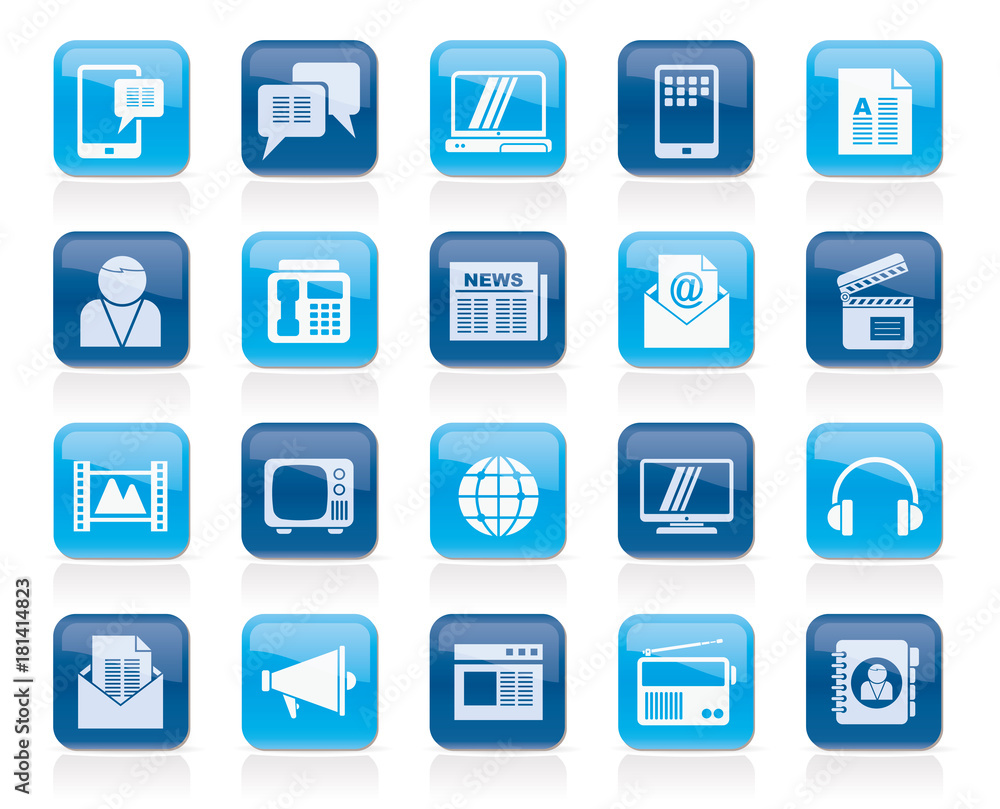 Connection, communication and technology icons - vector icon set