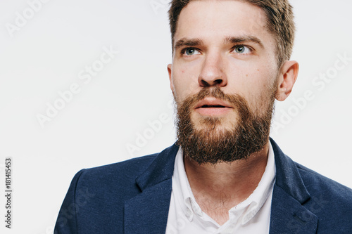 Business man with beard on white isolated background
