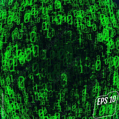 Running green numbers. Background in matrix style. Vector illustration © writerfantast