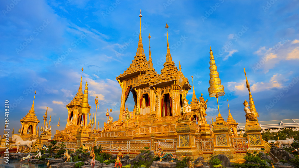 Fototapeta premium The royal crematorium of His Majesty late King Bhumibol Adulyadej built for the royal funeral at Sanam Luang, Bangkok, Thailand